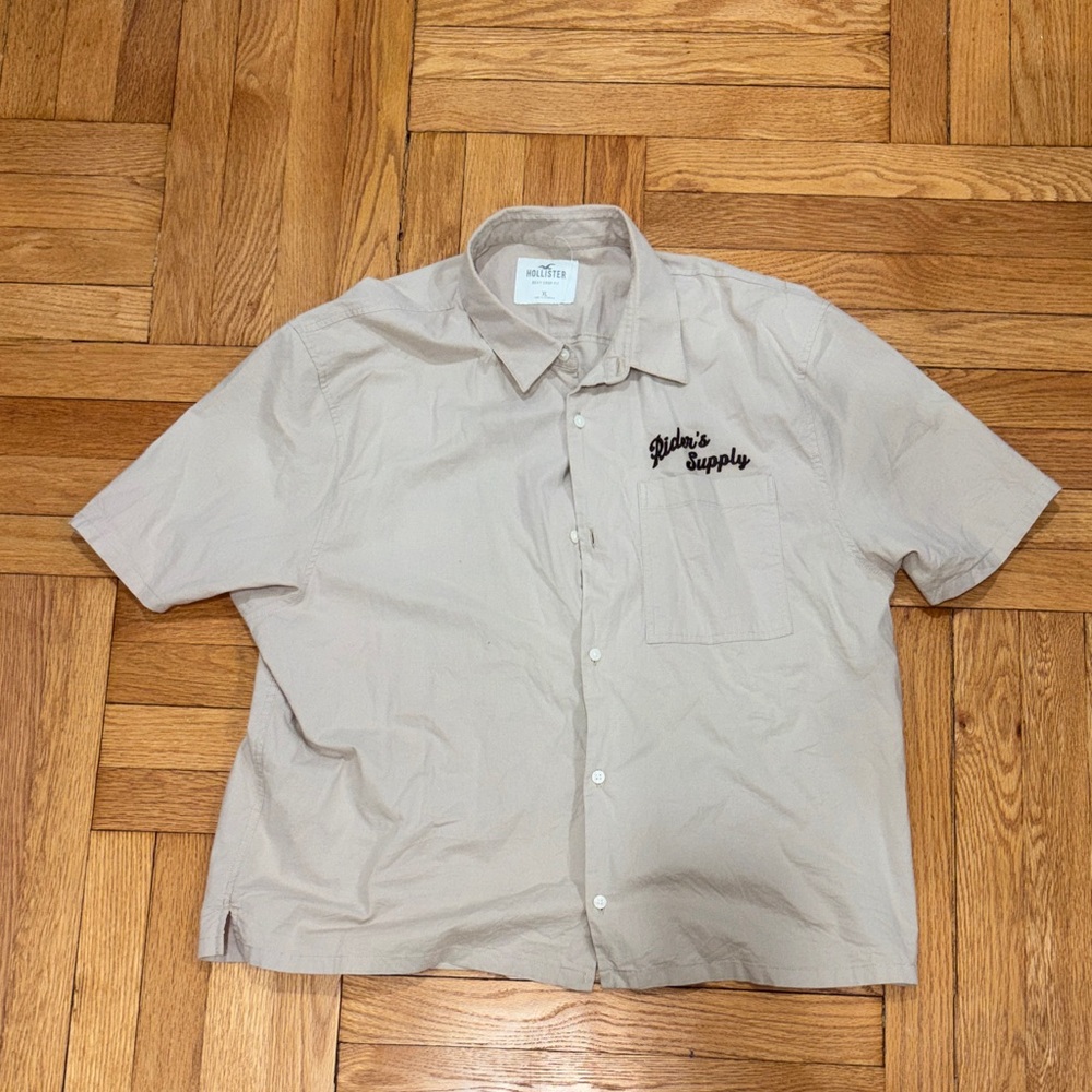 Hollister Light Tan Casual Button Down Shirt